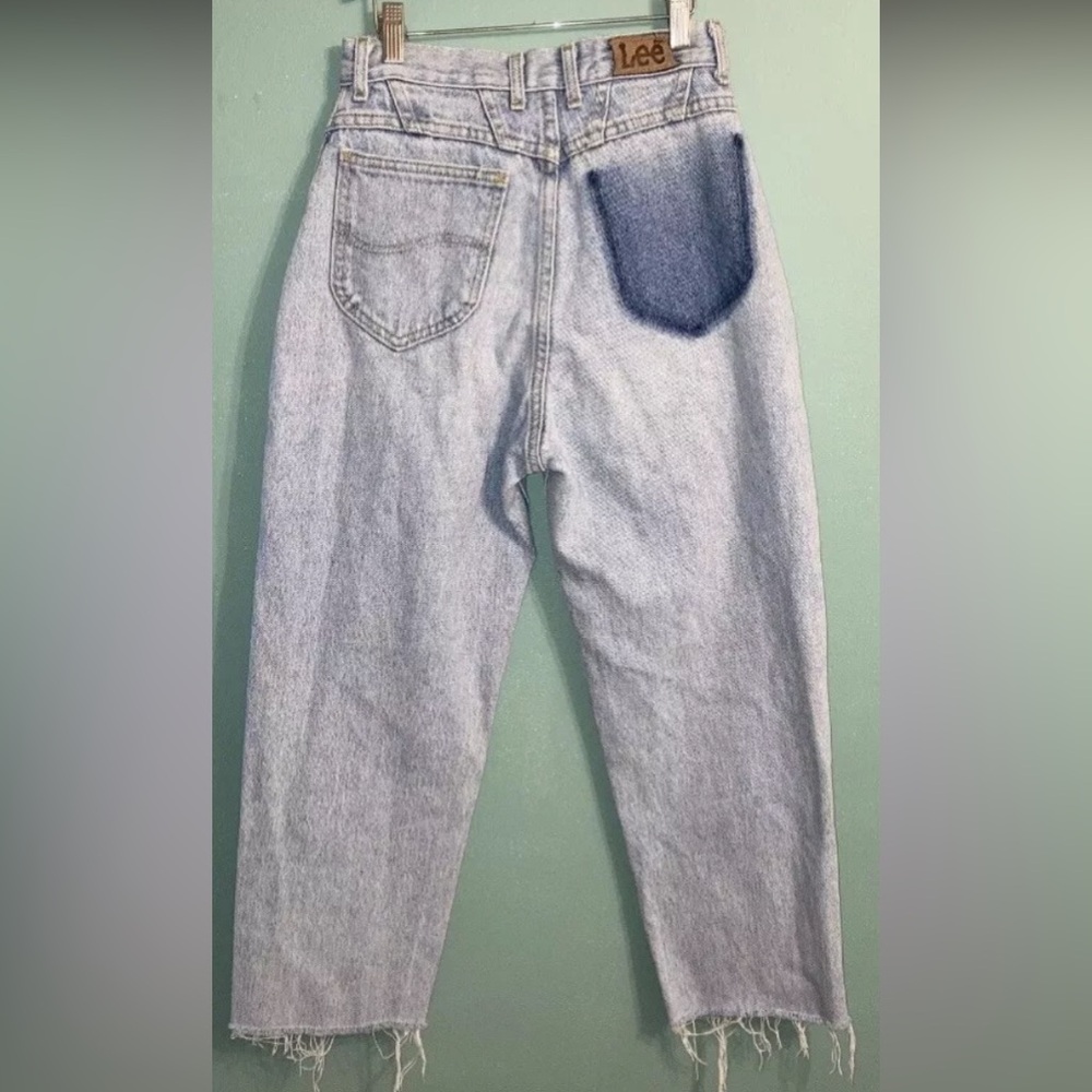 Vintage 80s Reworked Women’s Lee Riders High Rise Jeans Light Cropped Raw Hem 6